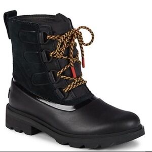Sorel black Lennox lace up leather and suede waterproof boots size 6